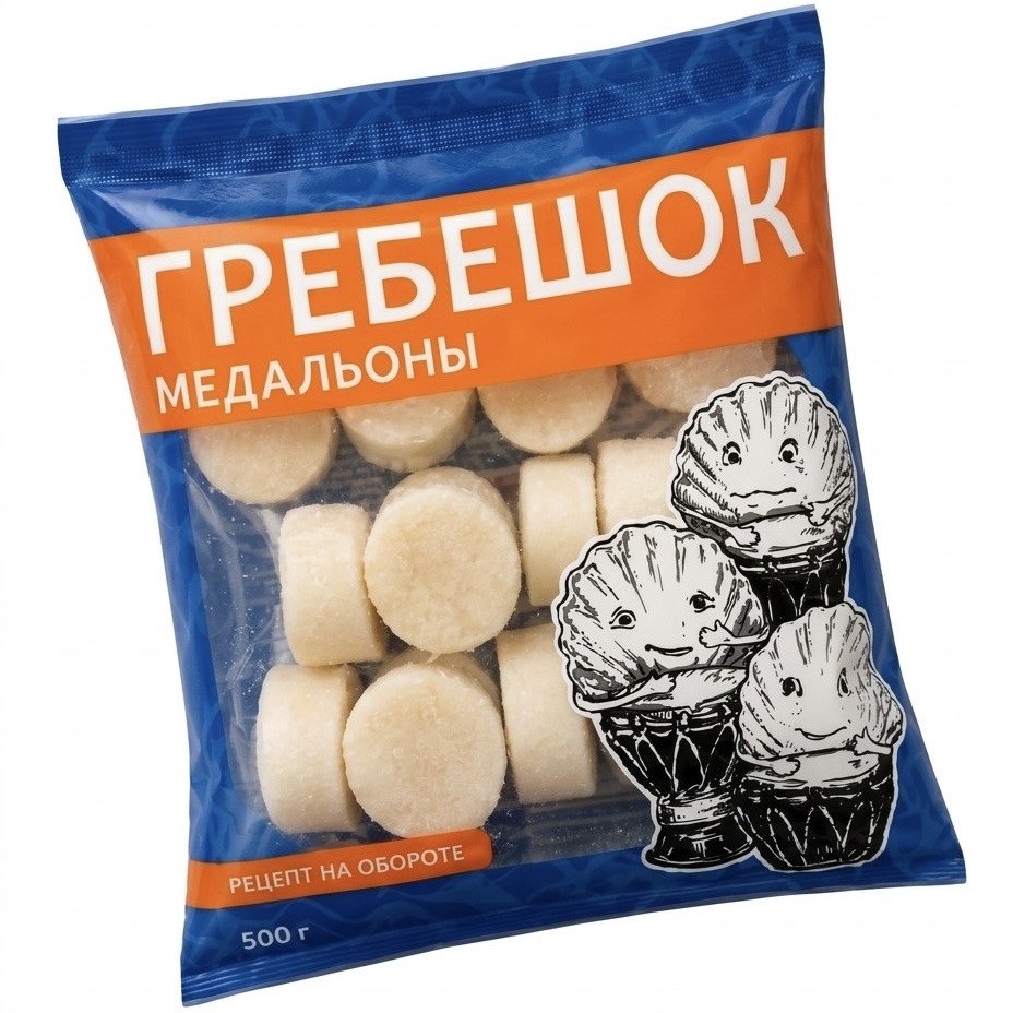 Гребешок морской, медальоны, 10/20, 500гр
